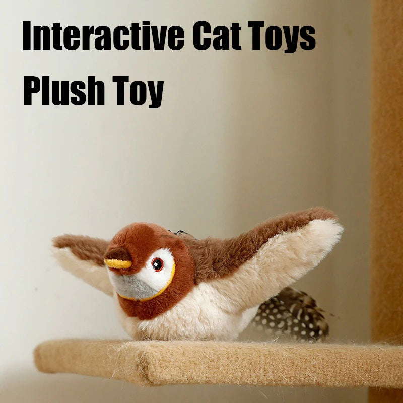 "Interactive Rechargeable Chirping Bird Cat Toy with Catnip and Realistic Movements"