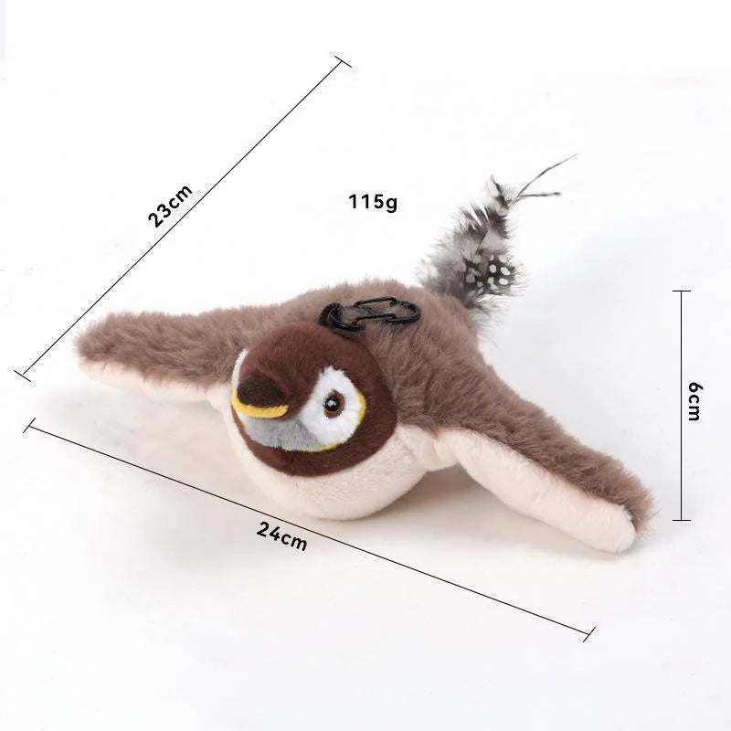 "Interactive Rechargeable Chirping Bird Cat Toy with Catnip and Realistic Movements"